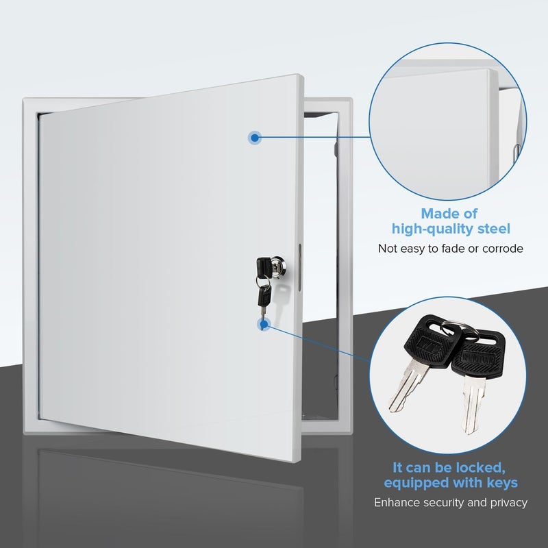 Donext Access Panel for Drywall/Ceiling, Wall Hole Cover with Lock and Keys, 16"x16" Metal Access Door, Concealed Service Door for Electrical and Plumbing - Image 3